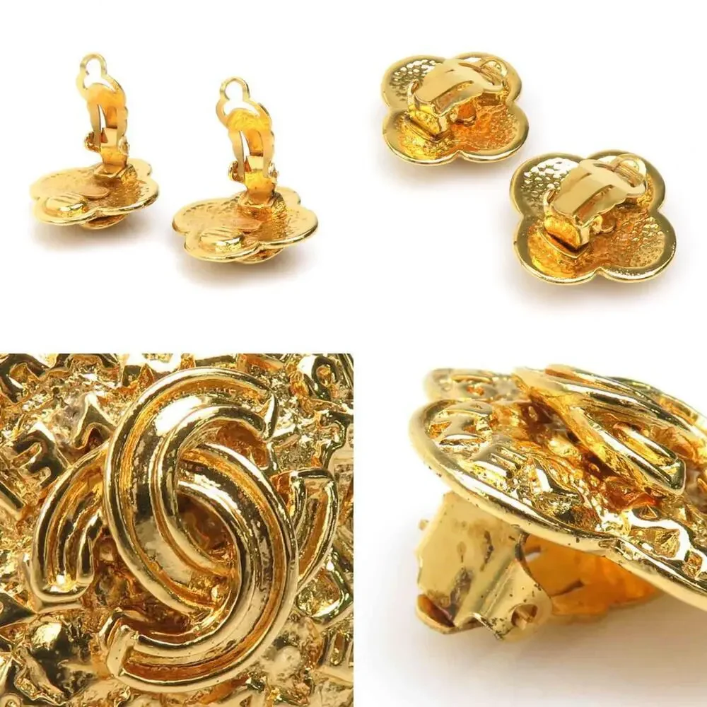 CHANEL Gold Logo Earrings